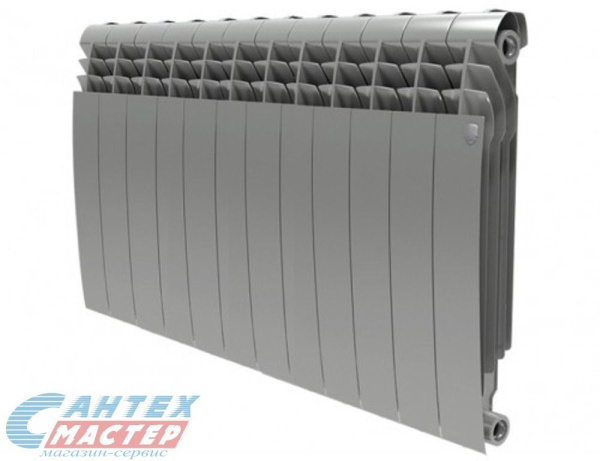 Радиатор отопления Royal Thermo BiLiner /Silver Satin 500 (12 секций) биметаллический, боковое подключение, для квартиры, дома, водяные, мощность 1920 Вт, настенный, батарея (Роял Термо)