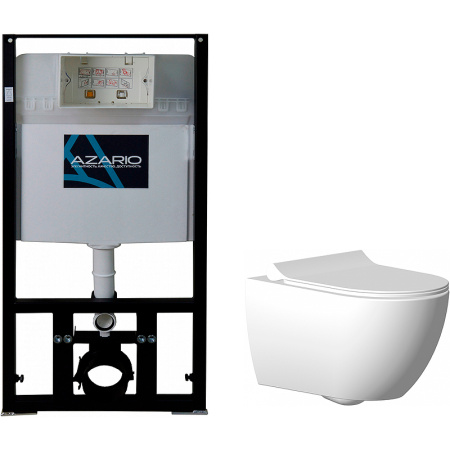 Сет Azario инсталляция + унитаз Hill, c сиденьем микролифт, система для подвесного унитаза, со скрытым смывным бачком (бак), с подвесным унитазом