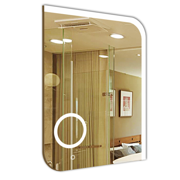 Зеркало Azario Golden, 60х80 см, с LED/ЛЕД-подсветкой, прямоугольное, с антизапотеванием, с линзой, выключатель сенсорный, для ванны, навесное/подвесное/настенное