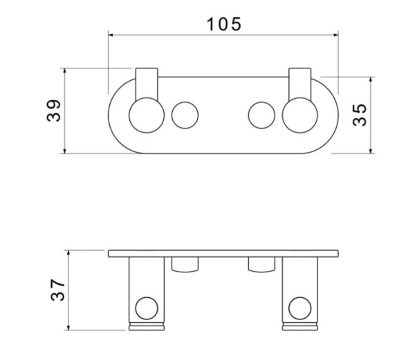 Крючок двойной Aquatek Европа настенный, нержавеющая сталь/латунь, форма округлая, для полотенец/халатов в ванную/туалет/душевую кабину, цвет шлифованное золото