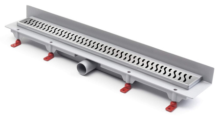 Водоотводящий желоб MCH CH 750 H2 Hamony 750 мм, глянцевый хром, пристенный, пластиковый, с пластиковой рамкой для монтажа к стене с боковым сливом D 40