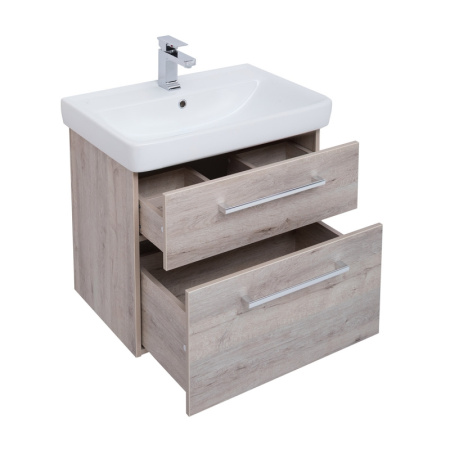 Тумба/база под раковину Dreja Q MAX 70 см, подвесная, цвет: дуб кантри, 2 выдвижных ящика, ЛДСП/МДФ, шкаф/шкафчик подвесной, (подходит раковина для тумбы Dreja Q 70,4х47,3 (191645))