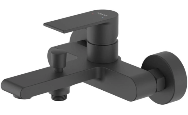 Комплект смесителей Aquatek Лира 3 в 1 черный матовый, смеситель для ванны, раковины, душевой гарнитур, однорычажный, латунь/нержавеющая сталь