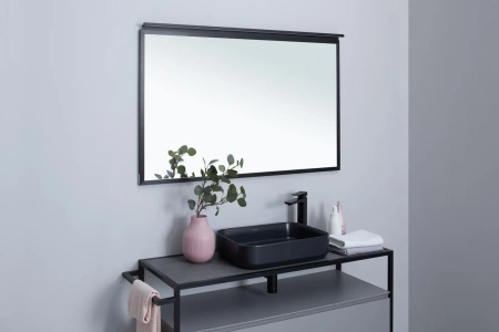 Зеркало Allen Brau Priority 100х75х2 см с подсветкой, прямоугольное, подвесное/настенное, цвет рамы черный браш, для ванной комнаты