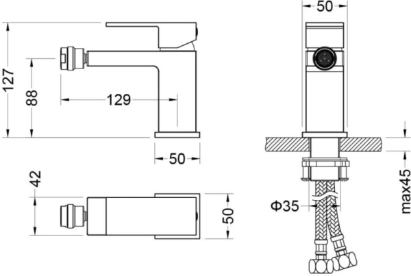 Смеситель для биде Aquatek Либра однорычажный, керамический картридж, поворотный излив, длина 129 мм, латунь, цвет хром, без шланга/лейки