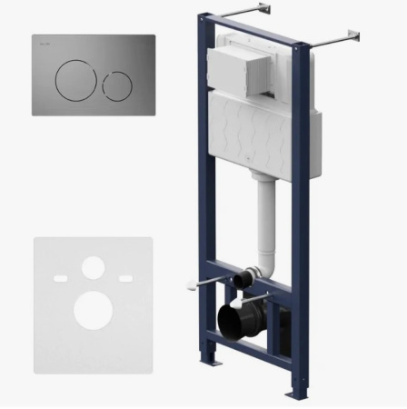 Инсталляция Am.Pm Pro с пневматической клавишей Pro L (клавиша смыва, двойного слива), система для подвесного унитаза, со скрытым смывным бачком (бак), комплект, подвод воды сверху