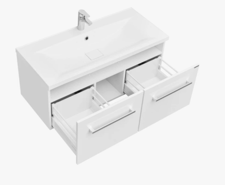 Тумба Акватон Мадрид 100 М белый глянец с раковиной Премьер 100 1280-1/25-R.01.01