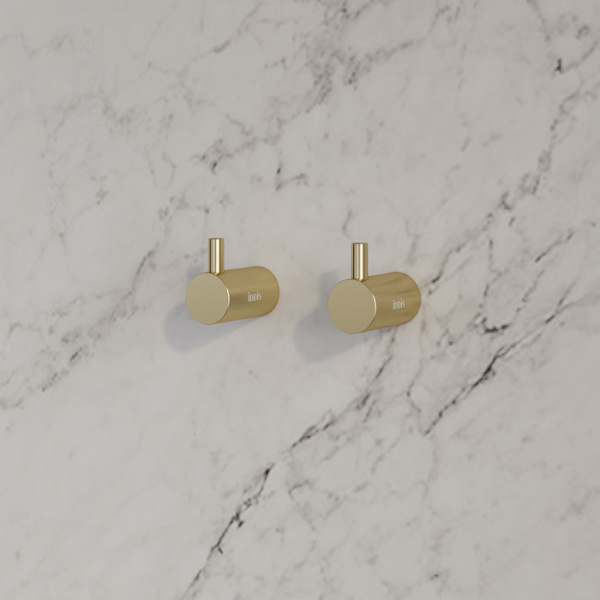 Комплект одинарных крючков IDDIS Petite, золото матовое, настенный, сплав металлов, 19х35х31 мм, форма округлая, для полотенец в ванную/туалет/душевую кабину