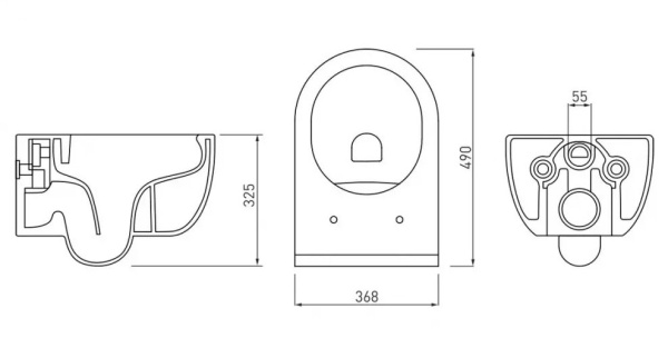 Унитаз подвесной BERGES Wasserhaus Ego, БЕЛЫЙ, горизонтальный (прямой, в стену) выпуск, с быстросьемным сиденьем микролифт, с крышкой (сиденье) ДЮРОПЛАСТ