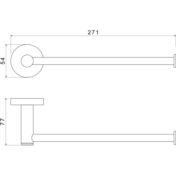 Полотенцедержатель Aquatek Европа одинарный, 271 мм настенный, неповоротный, нержавеющая сталь/латунь, для полотенец в ванную/туалет/душевую кабину, цвет оружейная сталь