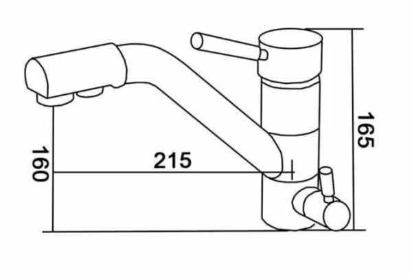 Смеситель для кухни/мойки EMAR ЕС-3008 с подключением фильтра питьевой воды, однорычажный, керамический картридж, низкий, с поворотным изливом, длина излива 236 мм, латунь, цвет хром