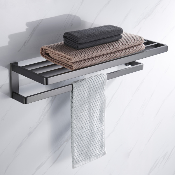 Полка ABBER Westen одинарная, 600 мм настенная, нержавеющая сталь, прямоугольная, для полотенец, в ванную/туалет/душевую кабину, цвет никель AA1758NG
