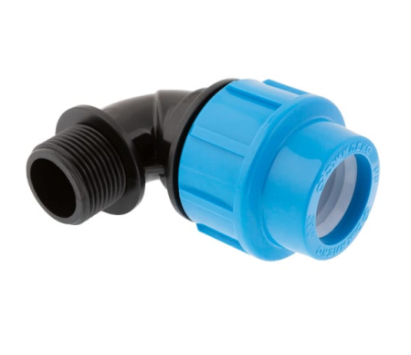 Угольник ПНД 20х1/2" нр Джилекс, 90 градусов, переходной, пластиковый, полипропилен, пэ, фитинг компрессионный (обжим) для труб