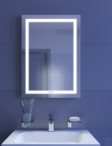 Зеркало IDDIS Zodiac, 50х70 см, с LED/ЛЕД-подсветкой, прямоугольное,  без антизапотевания, выключатель механическйий, вертикальное, для ванны, навесное/подвесное/настенное