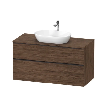 Тумба под раковину Duravit D-Neo, 121х46,2х62,5 см, подвесная, 2 выдвижных ящика, ДСП, цвет: орех темный, шкафчик навесной, прямоугольная, правая/левая, в ванную комнату