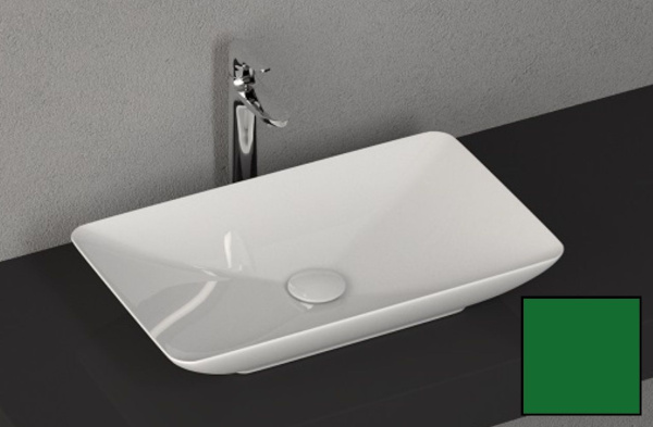 Раковина ISVEA SistemaY 10SY50060SV-2P 60х12,7х37,7 накладная, прямоугольная, керамическая/фарфоровая, цвет изумрудный матовый, без отверстия под смеситель,без слива-перелива