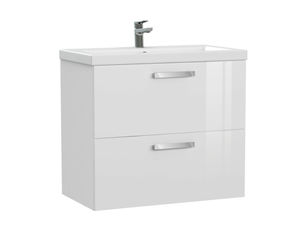 Тумба под раковину Cersanit MELAR 80 для COMO 80, подвесная, напольная, цвет белый, 2 выдвижных ящика, прямоугольная