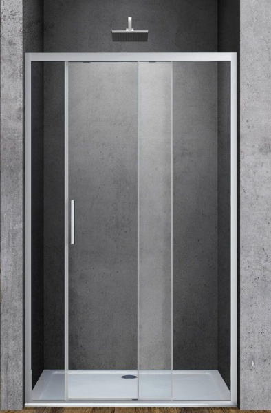 Душевая дверь Vincea Soft  140х195 см, прозрачное стекло, профиль хром, левое/правое, плоская/в нишу, дверь раздвижная
