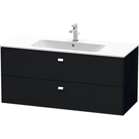 Тумба под раковину Duravit Brioso, 122х47,9x55,3 см, подвесная, 2 выдвижных ящика, ДСП, цвет: дуб черный/хром, шкафчик навесной, механизм доводчика, прямоугольная, правая/левая, в ванную комнату