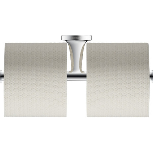 Держатель для туалетной бумаги Duravit Starck T, двойной, без крышки, настенный, металлический, форма округлая, для рулона туалетной бумаги, в ванную/туалет, цвет хром, к стене