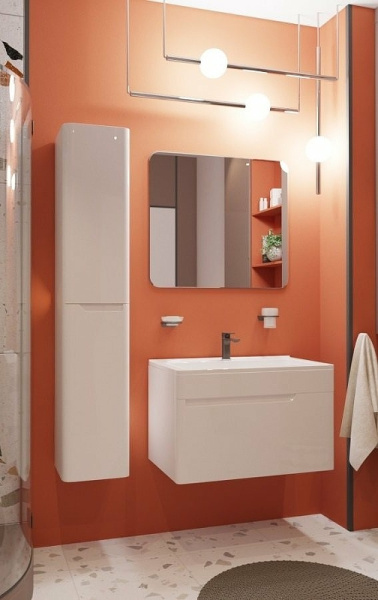 Пенал Эстет Kare Luxe 35, 350х1747х320 мм, подвесной, (левый), 2 распашные дверцы, в ванную комнату, цвет белый, влагостойкий, левосторонний