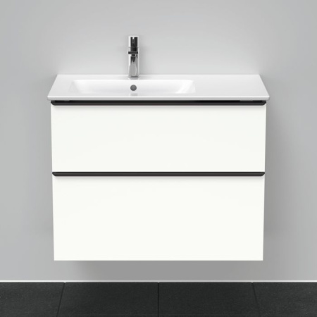 Тумба под раковину Duravit D-Neo, 81х46,2х62,5 см, подвесная, 2 выдвижных ящика, ДСП, цвет: белый матовый, шкафчик навесной, прямоугольная, правая/левая, для раковины ME by Starck # 233683, в ванную комнату