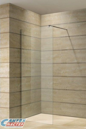 Душевая перегородка Oporto 601 100х190 матовое стекло в нишу, открывание правое/левое, прозрачное закаленное стекло, раздвизжная, профиль хром, прямоугольная (душевое ограждение без поддона)