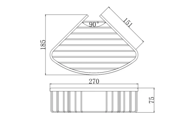 Полка-корзина Aquatek Вега настенная/подвесная, латунь, угловая, для ванных принадлежностей, в ванную/туалет/душевую кабину, цвет хром