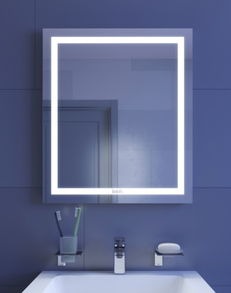 Зеркало IDDIS Zodiac, 60х70 см, с LED/ЛЕД-подсветкой, прямоугольное,  с антизапотеванием, выключатель механическйий, вертикальное, для ванны, навесное/подвесное/настенное