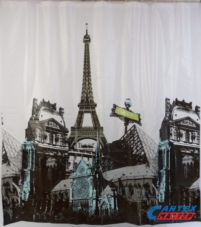 Шторка АкваЛиния для ванной комнаты ПВХ БАШНЯ 007E-15