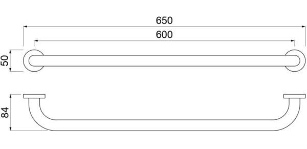 Поручень для душа/ванны Aquatek AQ4996CR настенный, 650 мм латунь, округлый, для душа/ванны, душевой, цвет хром