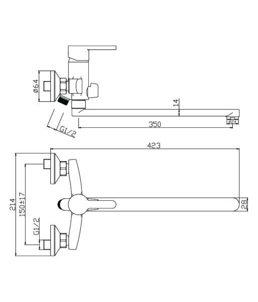 Смеситель для ванны/душа Olives Tores однорычажный, керамический, настенный, излив поворотный 350 мм, с гибким шлангом, душем/лейкой, латунь, цвет хром 17221TR