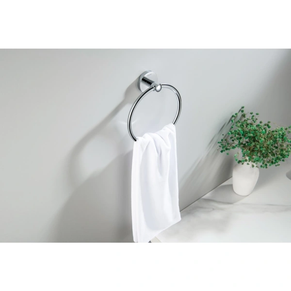 Полотенцедержатель-кольцо Aquatek Оберон одинарный, настенный, латунь/нержавеющая сталь, для полотенец, в ванную, цвет хром