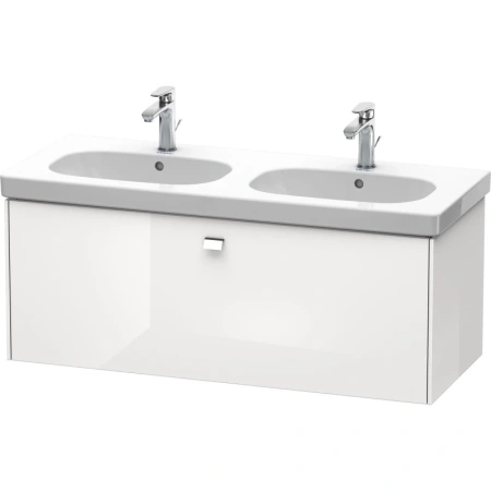Тумба под раковину Duravit Brioso, 122х47,9х44,2 см, подвесная, 1 выдвижной ящик, ДСП, цвет: белый глянец/хром, шкафчик навесной, механизм доводчика, прямоугольная, правая/левая, в ванную комнату