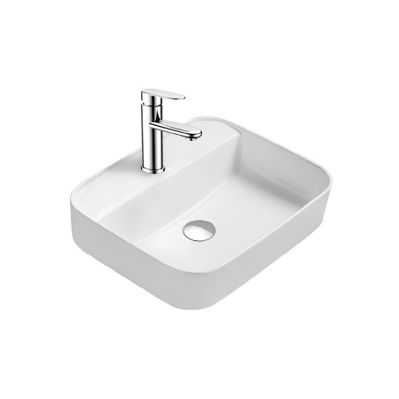 Раковина/умывальник Aquatek Вега, 50х39,5 см, накладная, прямоугольная, санфарфор, цвет белый матовый, с отверстием под смеситель, без слив-перелива, умывальник