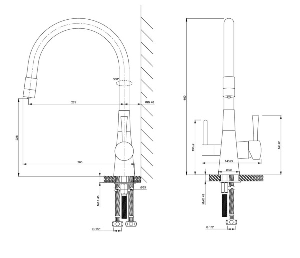 Смеситель для кухни/мойки Lemark Comfort LM3075C-Silver с подключением к фильтру с питьевой водой, однорычажный, поворотный/гибкий, керамический, длина излива 225 мм, латунь, цвет серебро/хром