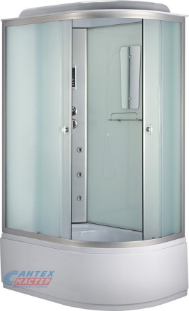 Душевая кабина 80х120х220 см Niagara Classic (левая) поддон высокий, ассиметричная, угловая, стекло матовое, с верхним душем, с гидромассажем, с сиденьем, электронная, смеситель, профиль хром матовый, прозрачное стекло, белая, закрытая