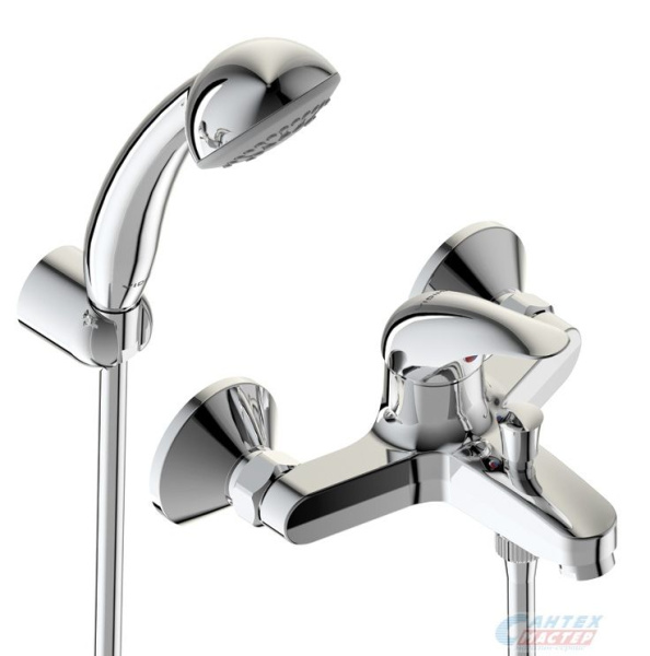 Смеситель для ванны/душа Vidima Орион однорычажный, керамический, настенный, излив фиксированный 152 мм, с гибким шлангом, душем/лейкой, латунь, цвет хром, короткий, универсальный, горизонтальный, рычажный, кран, комплект, сантехника, размер