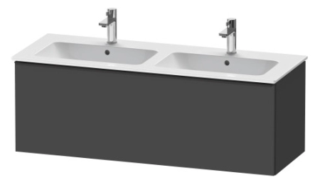 Тумба под раковину Duravit D-Neo, 128х46,2х44 см, подвесная, 1 выдвижной ящик, ДСП, цвет: графит матовый, шкафчик навесной, прямоугольная, правая/левая, в ванную комнату