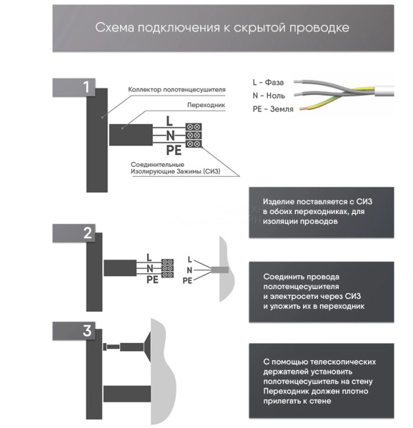 Полотенцесушитель 1000х500 мм Indigo Line Trinity, таймер, скрытый монтаж, без полки, электрический, универсальное подключение, из нержавеющей стали, форма лесенка, настенный, цвет черный муар, для ванны