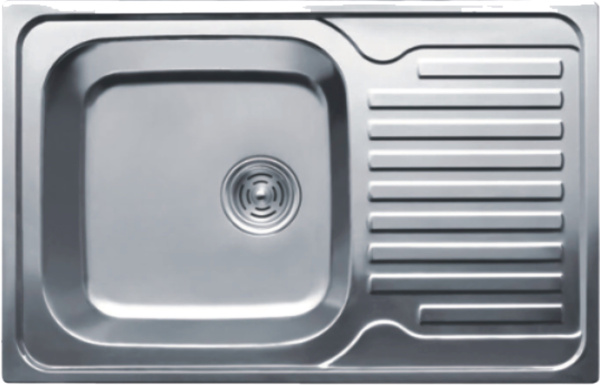 Мойка кухонная HAIBA 78х50 см, матовая сталь, с правым крылом,  встраиваемая, из нержавеющей стали, прямоугольная, цвет хром, без отверстия под смеситель, без слива-перелива, для кухни