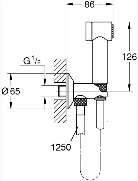 Душевой гарнитур Grohe Sena Trigger Spray 35 с гигиеническим душем и угловым вентилем, шланг 125 см хром 26332000