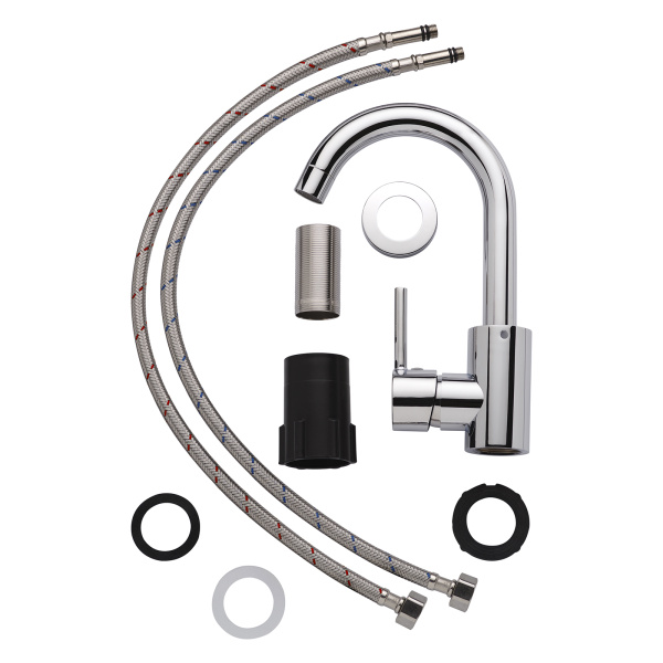 Смеситель для раковины/умывальника AQUEDUC однорычажный, поворотный, керамический, высота излива 170 мм нержавеющая сталь, цвет хром 345727