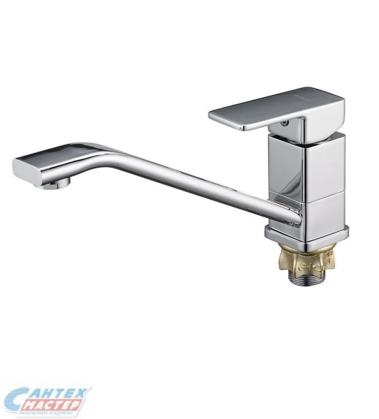 Смеситель для кухни/мойки G-lauf GOR4-A058 однорычажный, поворотный, керамический, с длинным изливом, длина 226 мм, латунь, цвет хром, кухонный, хромированный, вертикальный, однорукий, одноручный, однозахватный