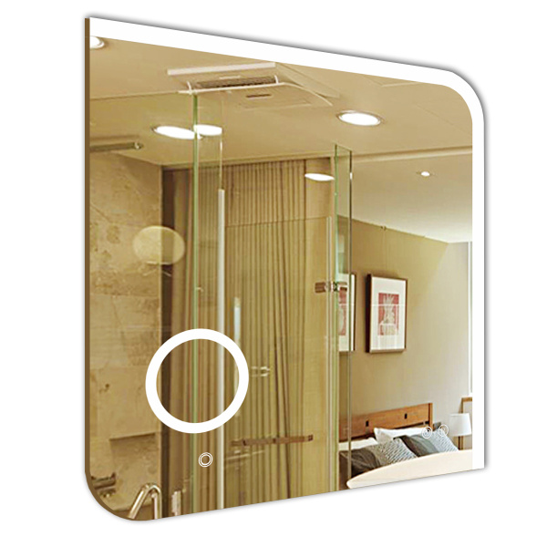 Зеркало Azario Golden, 70х70 см, с LED/ЛЕД-подсветкой, квадратное, с антизапотеванием, с линзой, выключатель сенсорный, для ванны, навесное/подвесное/настенное