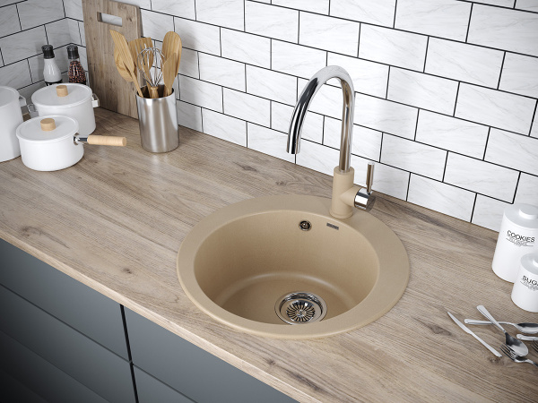 Смеситель для кухни/мойки Paulmark Holstein, однорычажный, поворотный излив, керамический картридж, высокий, длина излива 208 мм, латунь, цвет кварц/хром