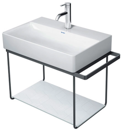 Консоль DURAVIT DuraSquare для раковины 66,5x3,81x40 см, подвесная, цвет матовый черный, металлический каркас под раковину, тумба, прямоугольная, с полкой, с полотенцедержателем