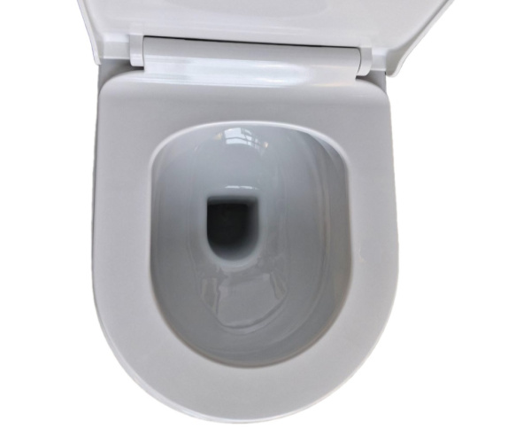 Унитаз подвесной Aquatek Поларис белый, горизонтальный (в стену) выпуск, с быстросъемным сиденьем микролифт, дюропласт, безободковый, под скрытый бачок