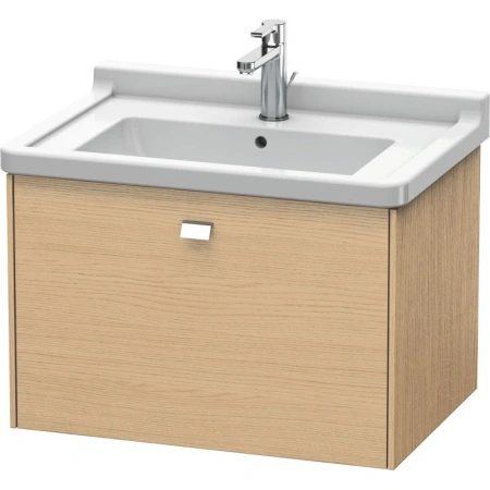 Тумба под раковину Duravit Brioso, 67х46,9х45,2 см, подвесная, 1 выдвижной ящик, ДСП, цвет: натуральный дуб/хром, шкафчик навесной, механизм доводчика, прямоугольная, правая/левая, в ванную комнату