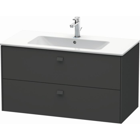Тумба под раковину Duravit Brioso, 122х47,9х56,1 см, подвесная, 2 выдвижных ящика, ДСП, цвет: графит матовый, шкафчик навесной, механизм доводчика, прямоугольная, правая/левая, в ванную комнату